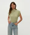 Michael Stars Reese Shine Power Shoulder Top In Linden