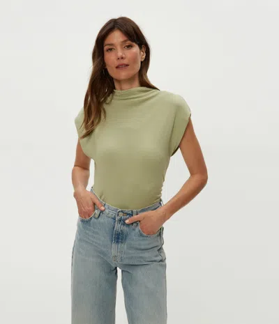 Michael Stars Reese Shine Power Shoulder Top In Linden