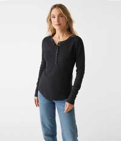 Michael Stars Regan Thermal Henley Tee In Beetroot