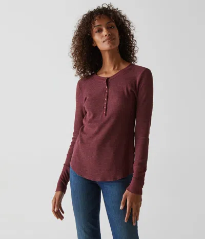 Michael Stars Regan Thermal Henley Tee In Berrywood