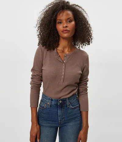 Michael Stars Regan Thermal Henley Tee In Brown