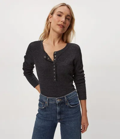Michael Stars Regan Henley Long Sleeve Top In Charcoal