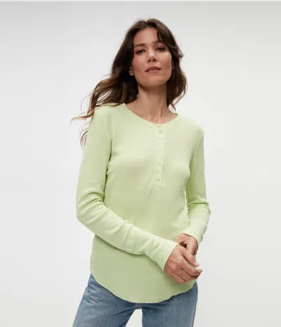 Michael Stars Regan Thermal Henley Tee In Chalk In Dewdrop