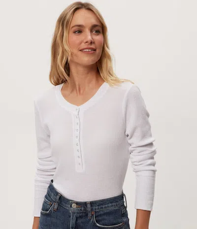 Michael Stars Regan Henley Long Sleeve Top In White