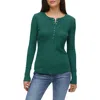 Michael Stars Regan Thermal Knit Henley In Ivy