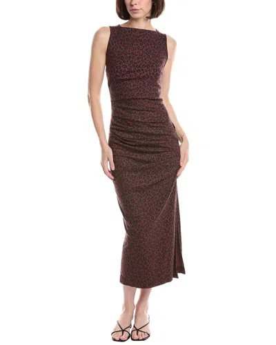 Michael Stars Reign Knife Neck Midi Pleated Dress In Brown