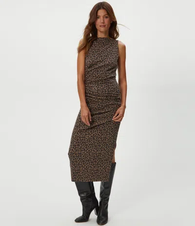Michael Stars Reign Leopard Print Midi Dress In Brown