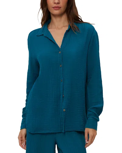Michael Stars Relaxed Button Down Top In Blue