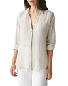 Michael Stars Leo High-low Cotton Gauze Button-up Shirt In Cement