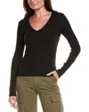 Michael Stars Lizzie V-neck Long Sleeve Tee In Black