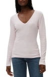 Michael Stars Remi V-neck Rib Top In Lychee