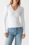 Michael Stars Remi V-neck Rib Top In White