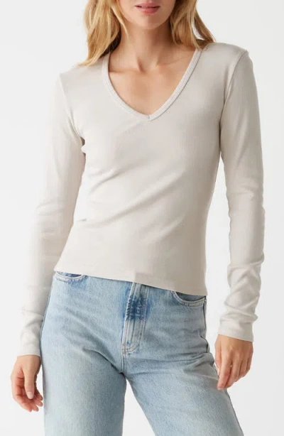 Michael Stars Remi V-neck Rib Top In White