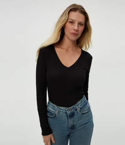 Michael Stars Remi V-neck Tee In Black