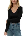 Michael Stars Remi V-neck Rib Top In Black