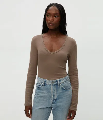 Michael Stars Remi V-neck Tee In Cobblestone