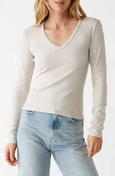 Michael Stars Remi V-neck Tee In Cement In Burgundy