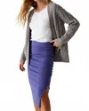 Michael Stars Reyna Ruched Midi Skirt In Moonlit In Gray
