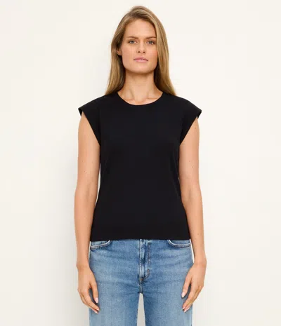 Michael Stars Rhea Power Shoulder Tee In Black
