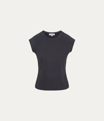 Michael Stars Rhea Power Shoulder Tee In Blue