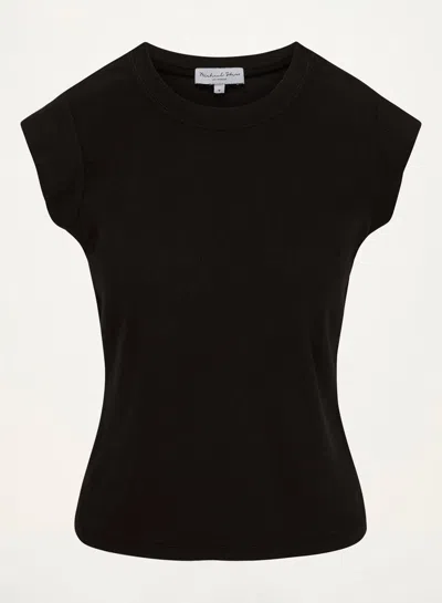 Michael Stars Rhea Power Shoulder Tee In Brown