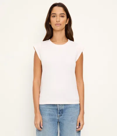 Michael Stars Rhea Power Shoulder Tee In Neutral