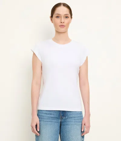 Michael Stars Rhea Power Shoulder Stretch Cotton Blend T-shirt In White