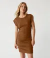 Michael Stars Ricci Power Shoulder Dress In Toffee