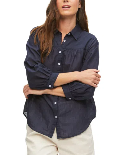 Michael Stars Robyn 3/4-sleeve Button Down Shirt In Blue