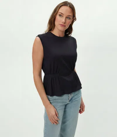 Michael Stars Rochel Peplum Tank Top In Black