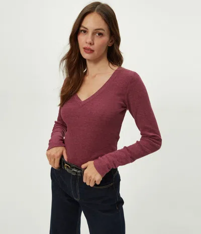 Michael Stars Romeo Thermal V-neck Tee In Burgundy