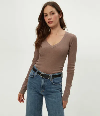 Michael Stars Romeo Thermal V-neck Tee In Brown
