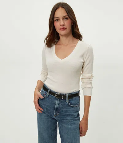 Michael Stars Romeo Thermal V-neck Tee In Chalk