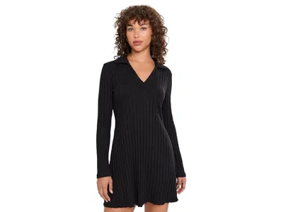 Michael Stars Rosalie Johnny Collar Dress Women's Dress Black: Lg (us 8-10), Cotton/spandex/viscose