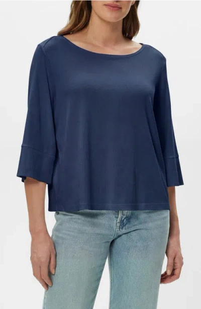 Michael Stars Rosalynn Boat Neck Knit Top In Blue