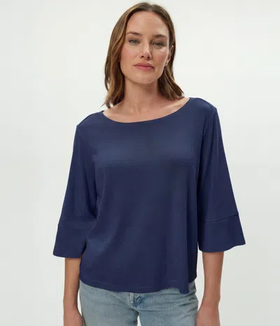 Michael Stars Rosalynn Wide Sleeve Boatneck Top In Blue
