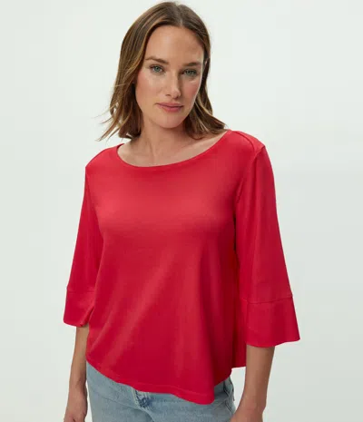 Michael Stars Rosalynn Boat Neck Tee In Red