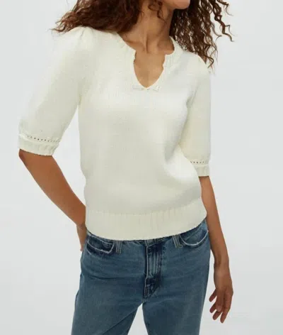 Michael Stars Rosanna Puff Sleeve Sweater In Off White In Yellow