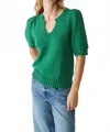 Michael Stars Rosanna Puff Sleeve Sweater In Palm In Green