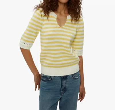 Michael Stars Rosanna Striped Puff Sleeve Sweater In Lemonade In Yellow