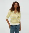 Michael Stars Rosanna Striped Puff Sleeve Sweater In Lemonade