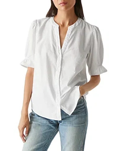 Michael Stars Roxanne Button Front Puff Sleeve Shirt In White