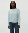 Michael Stars Roxy Balloon Sleeve Ribbed Top In Fountain In Fountain