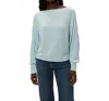 Michael Stars Roxy Balloon Sleeve Ribbed Top In Fountain In Blue