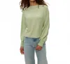 Michael Stars Roxy Balloon Sleeve Ribbed Top In Seacrest In Green