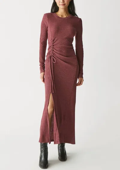 Michael Stars Ruched Tie Maxi Dress In Boysenberry In Red