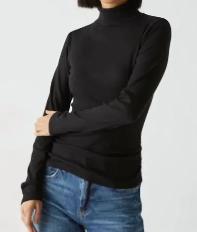 Michael Stars Ruched Turtleneck Tee In Black
