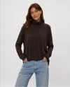 Michael Stars Ryan Eco Rib Turtleneck Top In Java In Black
