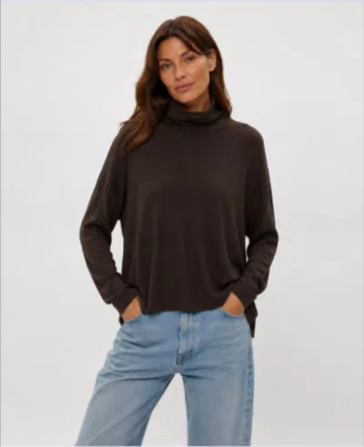 Michael Stars Ryan Eco Rib Turtleneck Top In Java In Black