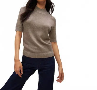 MICHAEL STARS SABEL METALLIC SWEATER IN PEWTER
